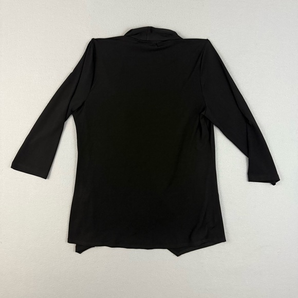 Travel Elements Cardigan Women's Medium Three Quarter Sleeve Open Front Black - Picture 2 of 12